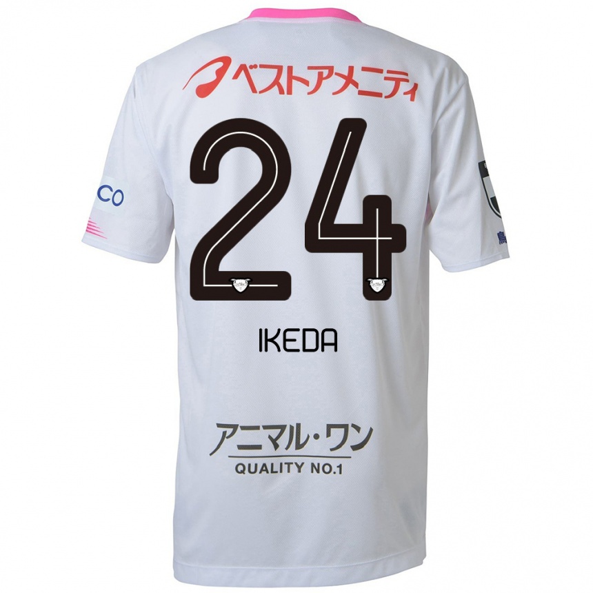 Niño Fútbol Camiseta Tokia Ikeda #24 Blanco Azul Rosa 2ª Equipación 2024/25 México