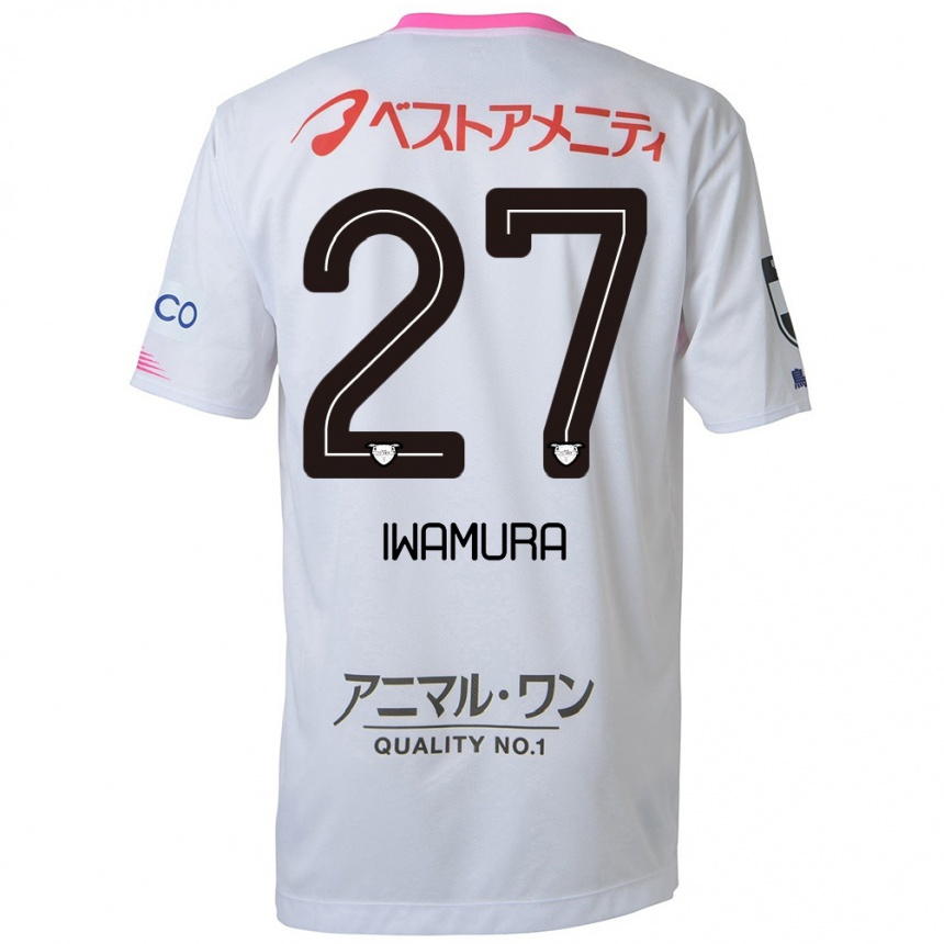 Niño Fútbol Camiseta Junnosuke Iwamura #27 Blanco Azul Rosa 2ª Equipación 2024/25 México