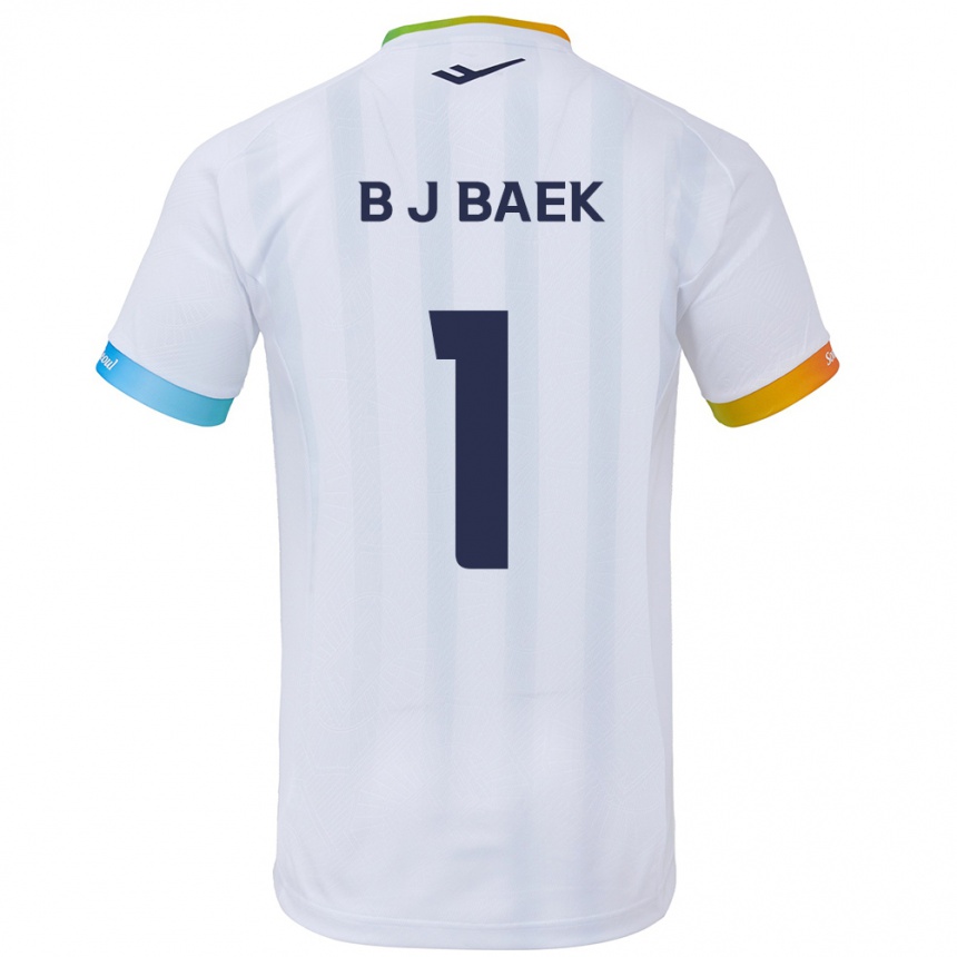 Niño Fútbol Camiseta Jong-Beom Baek #1 Blanco Azul 2ª Equipación 2024/25 México