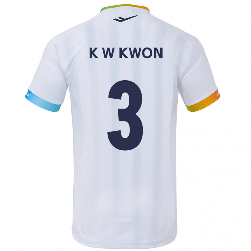 Niño Fútbol Camiseta Wan-Kyu Kwon #3 Blanco Azul 2ª Equipación 2024/25 México