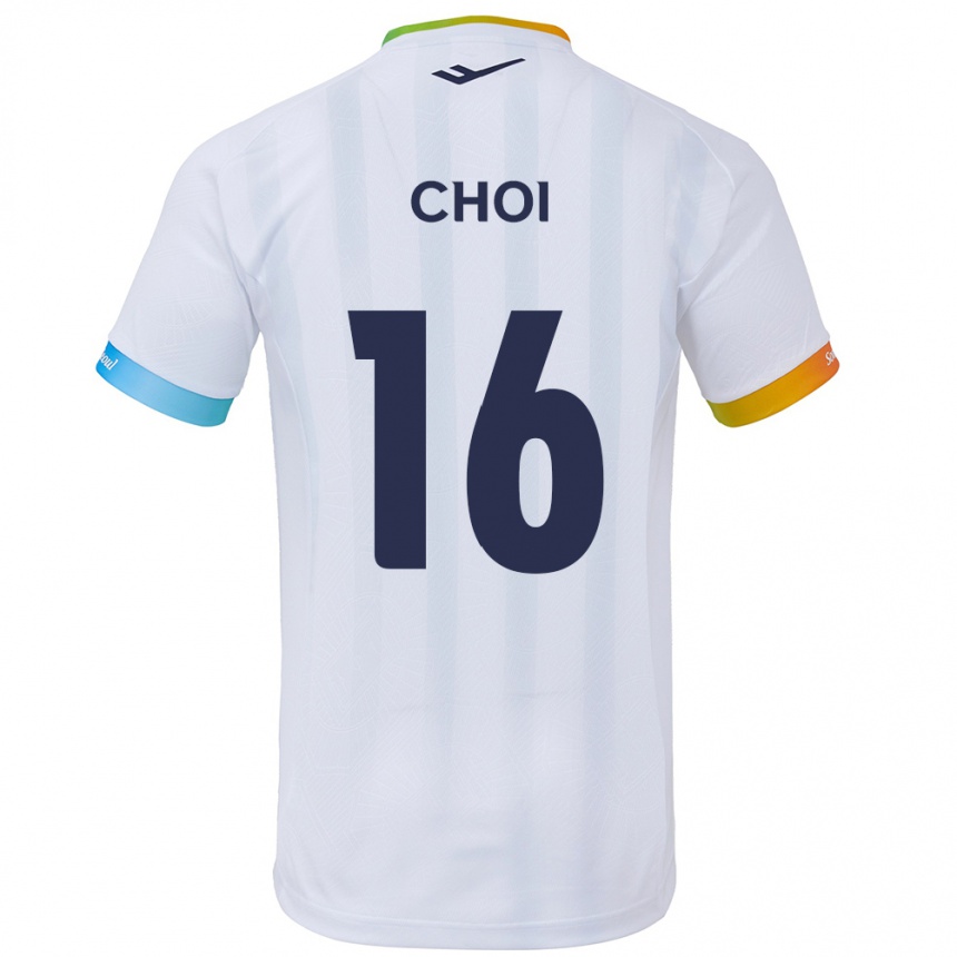 Niño Fútbol Camiseta Jun Choi #16 Blanco Azul 2ª Equipación 2024/25 México