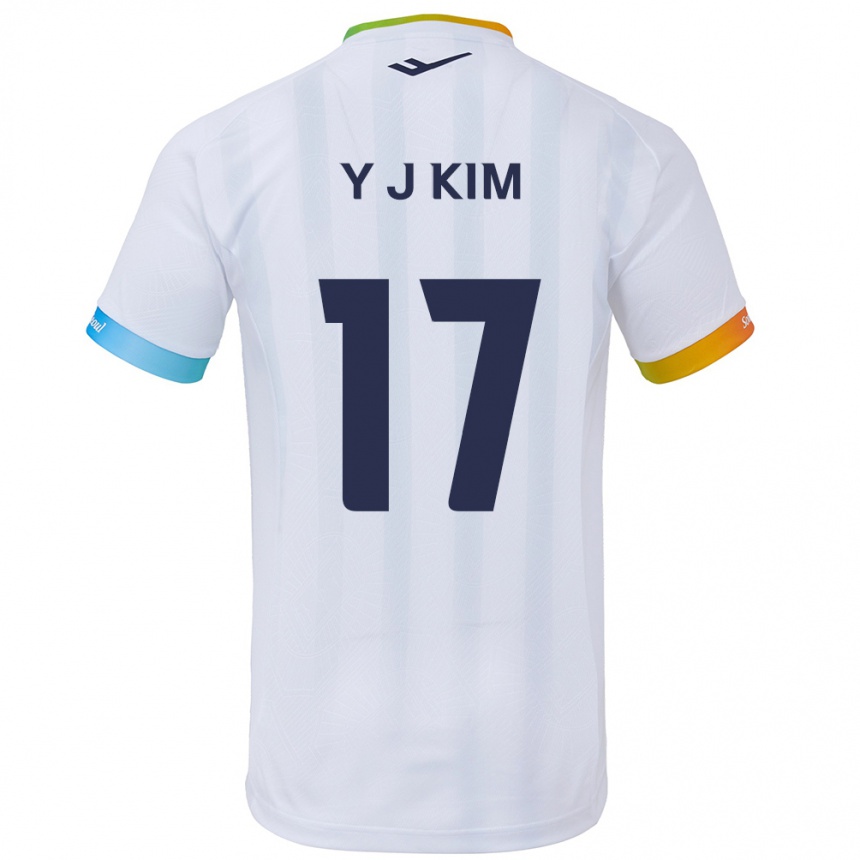 Niño Fútbol Camiseta Jin-Ya Kim #17 Blanco Azul 2ª Equipación 2024/25 México