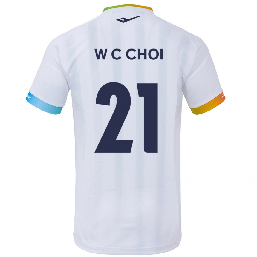 Niño Fútbol Camiseta Cheol-Won Choi #21 Blanco Azul 2ª Equipación 2024/25 México