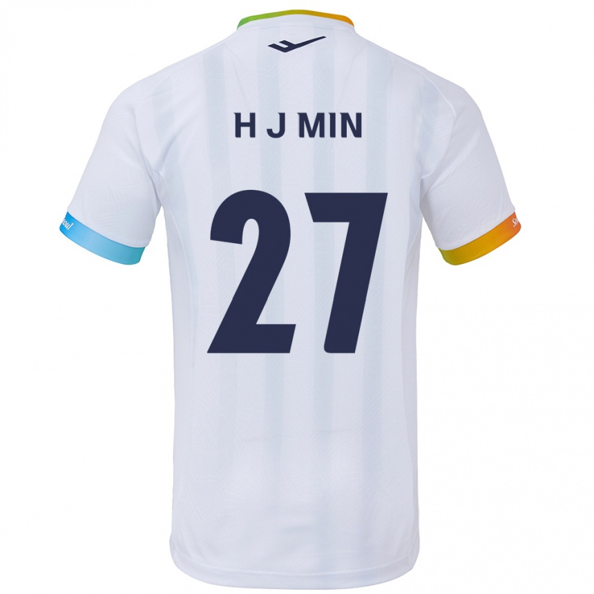 Niño Fútbol Camiseta Ji-Hoon Min #27 Blanco Azul 2ª Equipación 2024/25 México