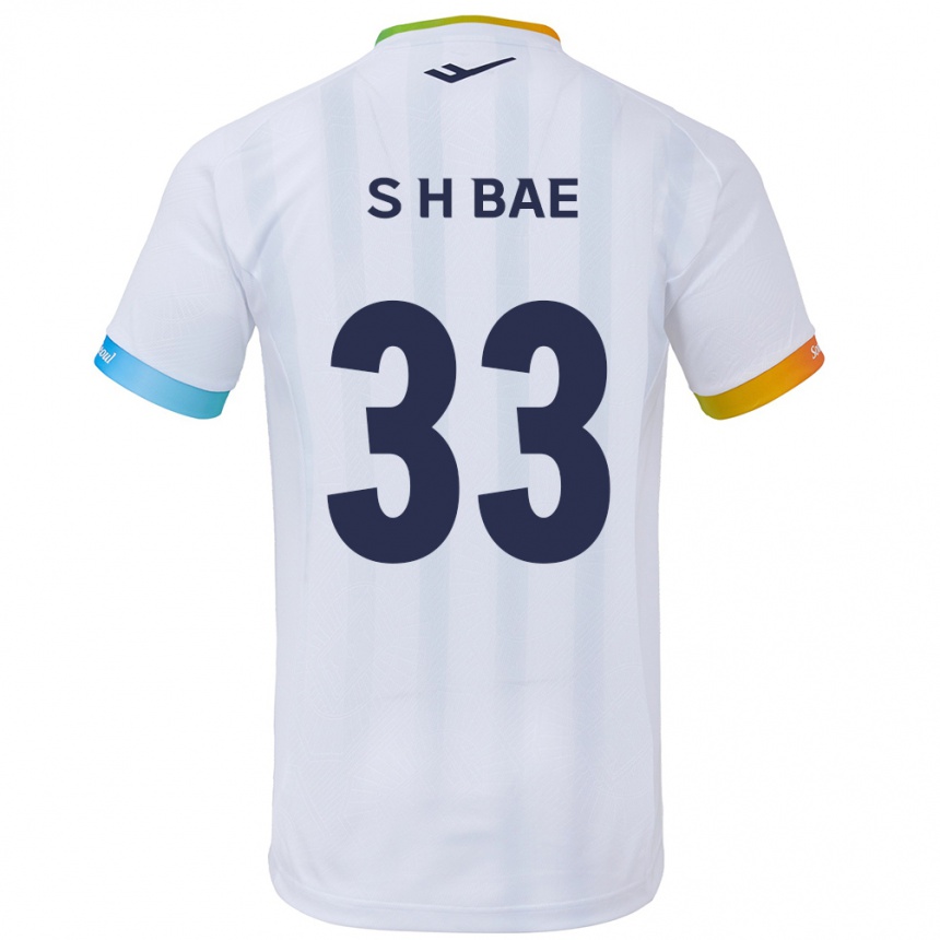 Niño Fútbol Camiseta Hyun-Seo Bae #33 Blanco Azul 2ª Equipación 2024/25 México