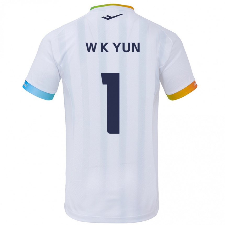 Niño Fútbol Camiseta Ki-Wook Yun #1 Blanco Azul 2ª Equipación 2024/25 México