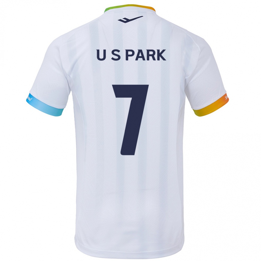 Niño Fútbol Camiseta Sun-Uk Park #7 Blanco Azul 2ª Equipación 2024/25 México