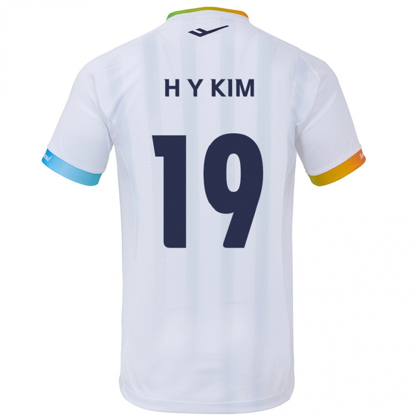 Niño Fútbol Camiseta Yong-Hyuk Kim #19 Blanco Azul 2ª Equipación 2024/25 México