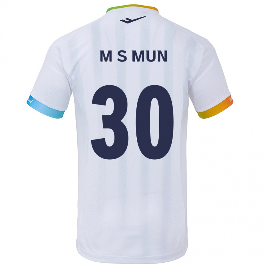 Niño Fútbol Camiseta Seong-Min Mun #30 Blanco Azul 2ª Equipación 2024/25 México