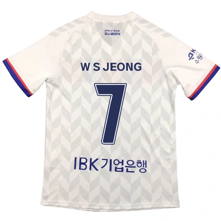 Niño Fútbol Camiseta Seung-Won Jeong #7 Blanco Azul 2ª Equipación 2024/25 México