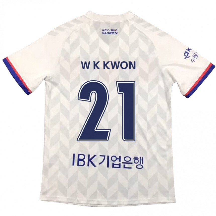 Niño Fútbol Camiseta Kyung-Won Kwon #21 Blanco Azul 2ª Equipación 2024/25 México