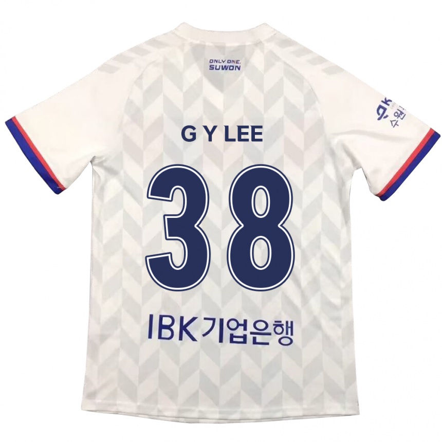 Niño Fútbol Camiseta Yun-Gun Lee #38 Blanco Azul 2ª Equipación 2024/25 México