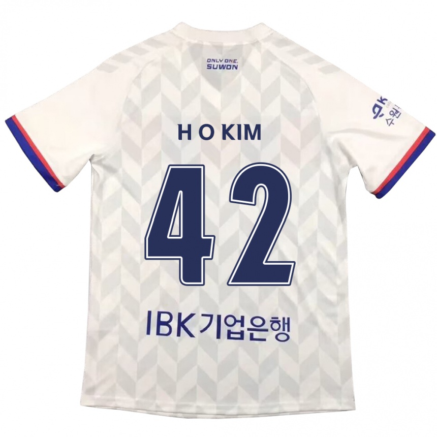 Niño Fútbol Camiseta One-Hyung Kim #42 Blanco Azul 2ª Equipación 2024/25 México