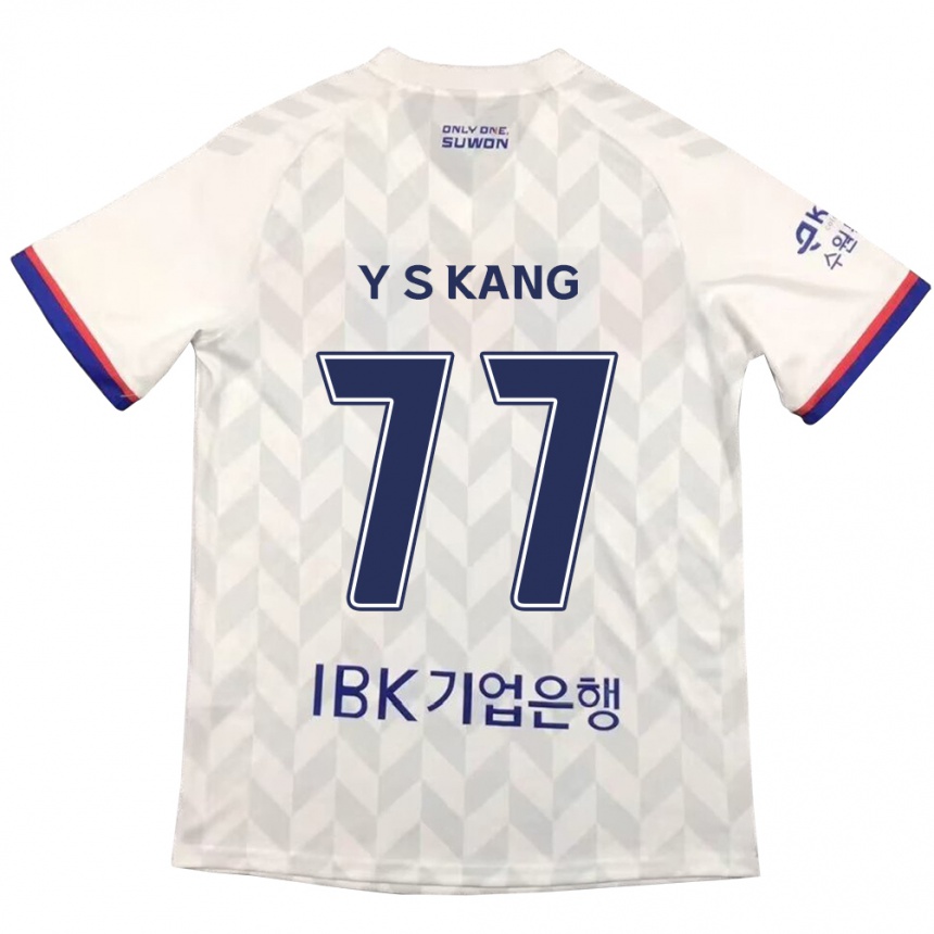 Niño Fútbol Camiseta Sang-Yun Kang #77 Blanco Azul 2ª Equipación 2024/25 México