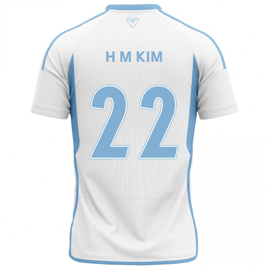 Niño Fútbol Camiseta Min-Hyuk Kim #22 Blanco Azul 2ª Equipación 2024/25 México