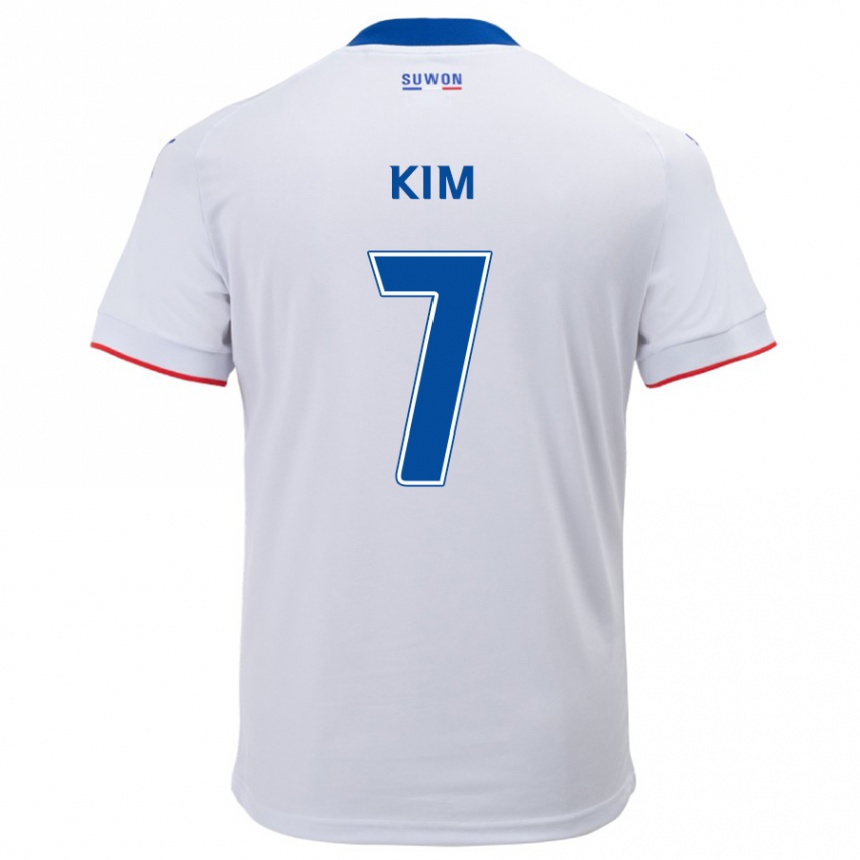 Niño Fútbol Camiseta Hyun Kim #7 Blanco Azul 2ª Equipación 2024/25 México