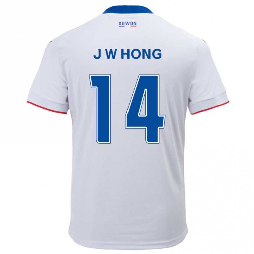 Niño Fútbol Camiseta Won-Jin Hong #14 Blanco Azul 2ª Equipación 2024/25 México