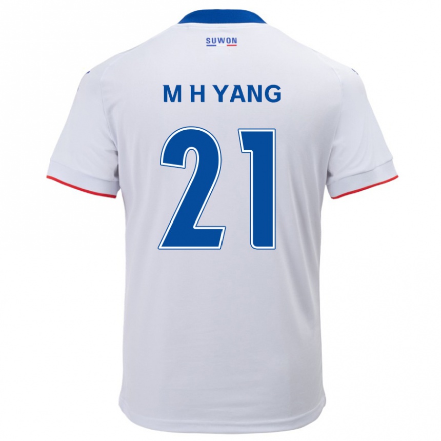 Niño Fútbol Camiseta Hyung-Mo Yang #21 Blanco Azul 2ª Equipación 2024/25 México