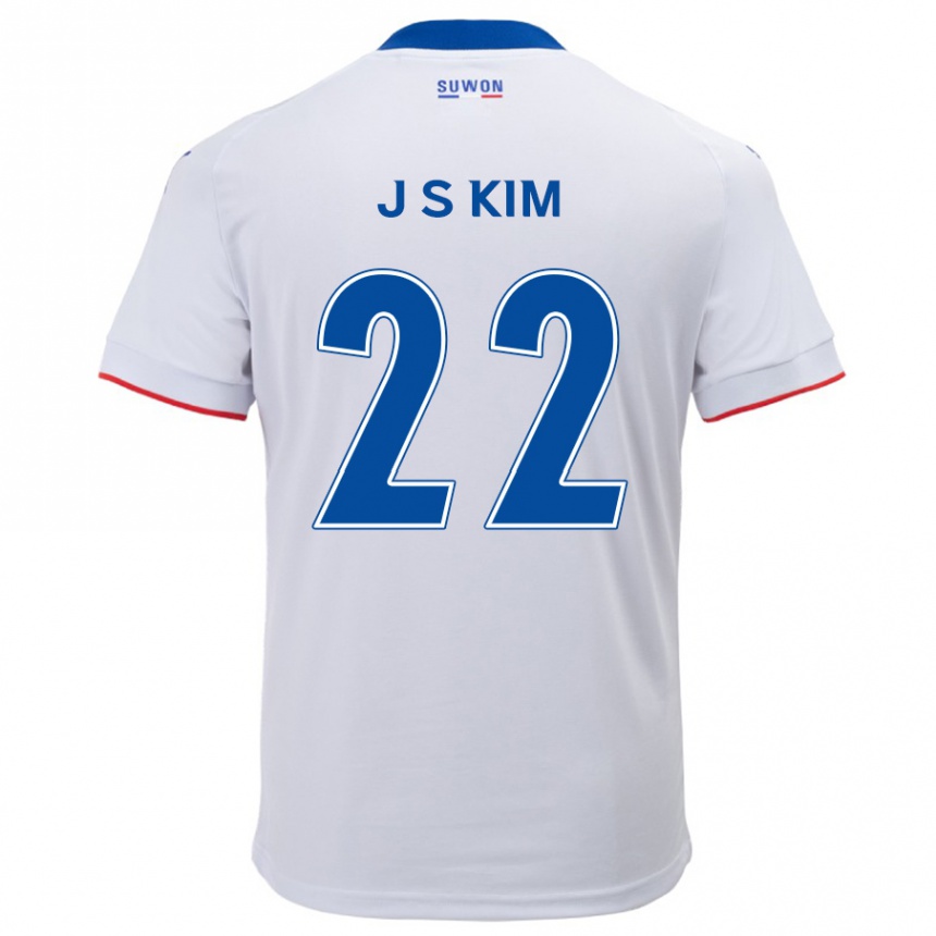 Niño Fútbol Camiseta Sang-Jun Kim #22 Blanco Azul 2ª Equipación 2024/25 México