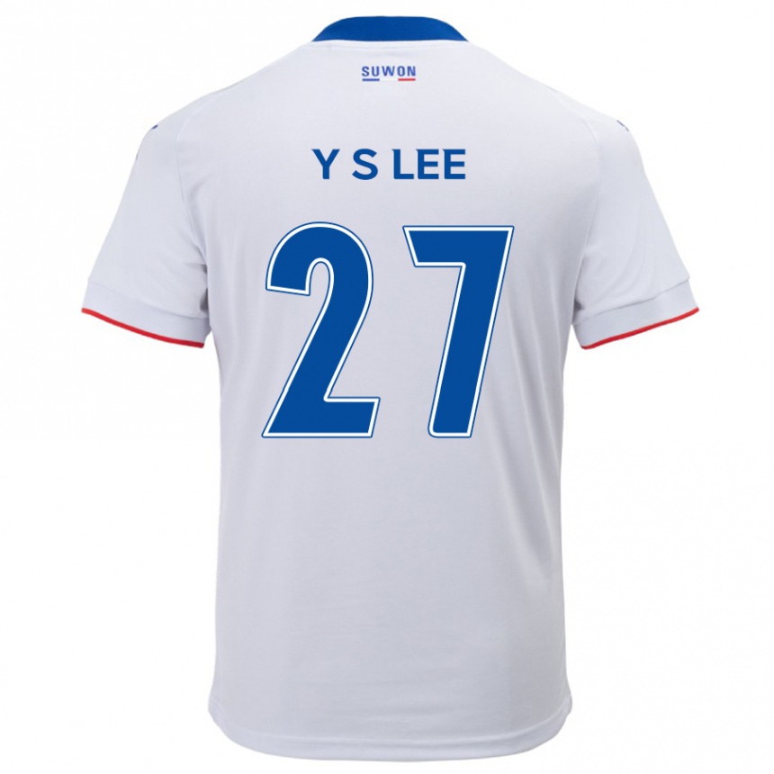 Niño Fútbol Camiseta Shi-Yeong Lee #27 Blanco Azul 2ª Equipación 2024/25 México