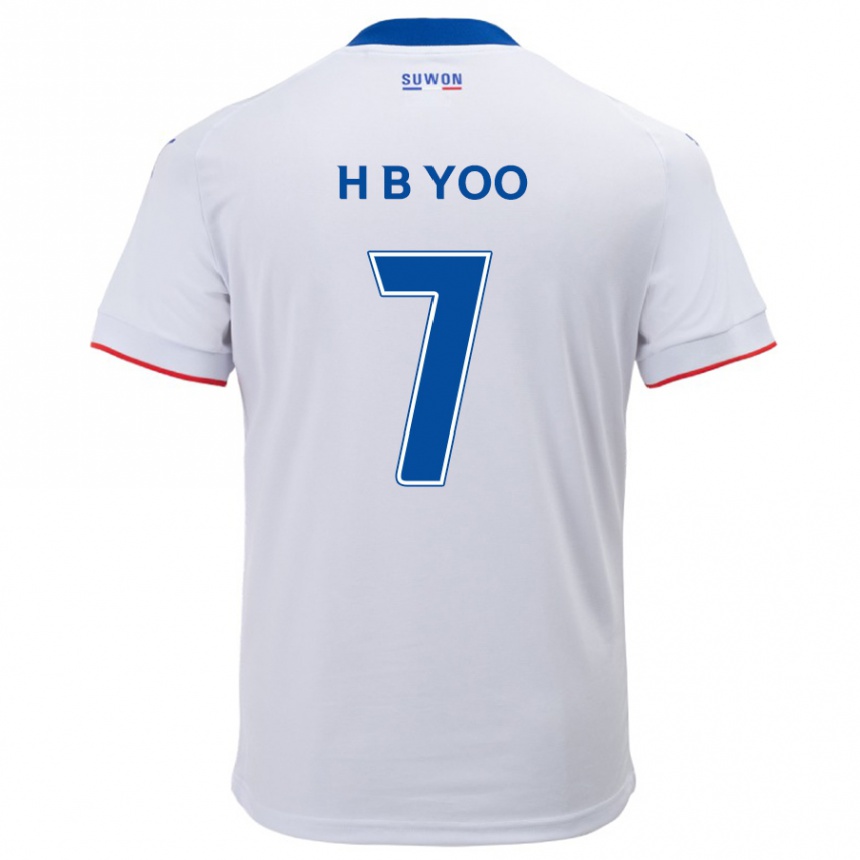 Niño Fútbol Camiseta Byung-Heon Yoo #7 Blanco Azul 2ª Equipación 2024/25 México