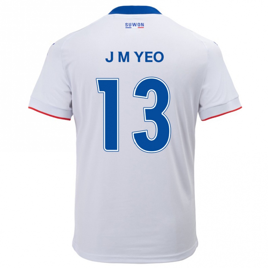 Niño Fútbol Camiseta Min-Jun Yeo #13 Blanco Azul 2ª Equipación 2024/25 México