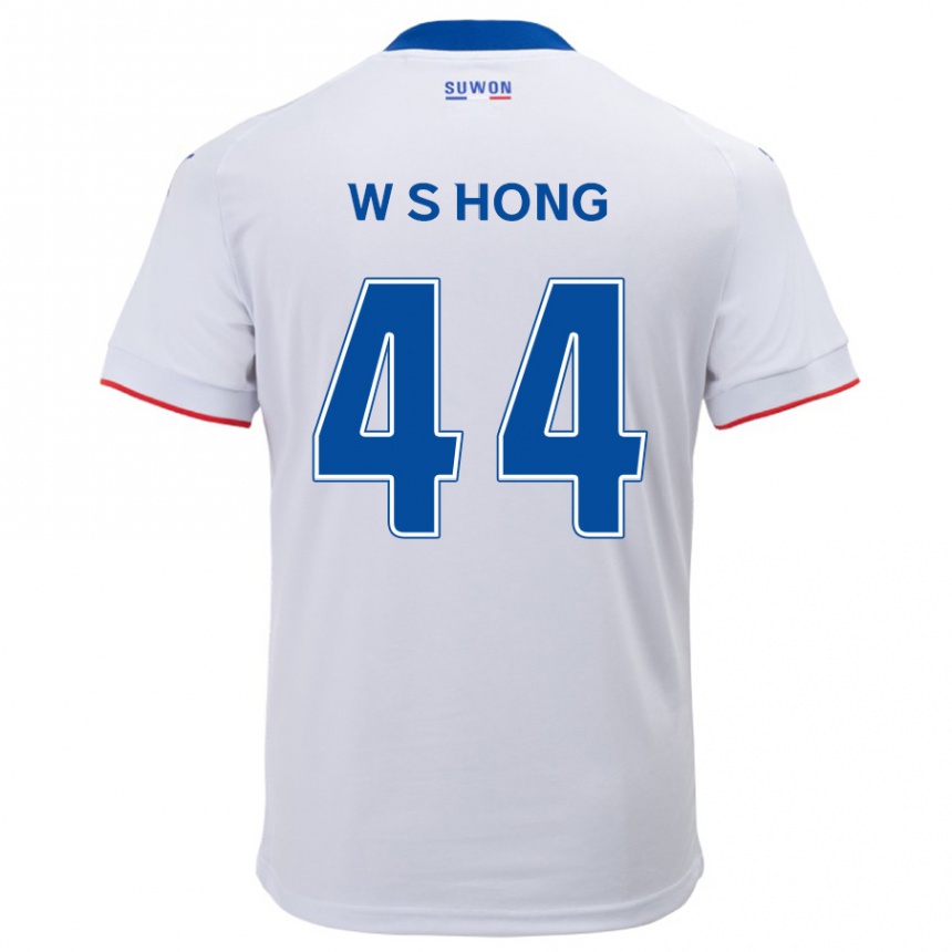 Niño Fútbol Camiseta Sang-Won Hong #44 Blanco Azul 2ª Equipación 2024/25 México