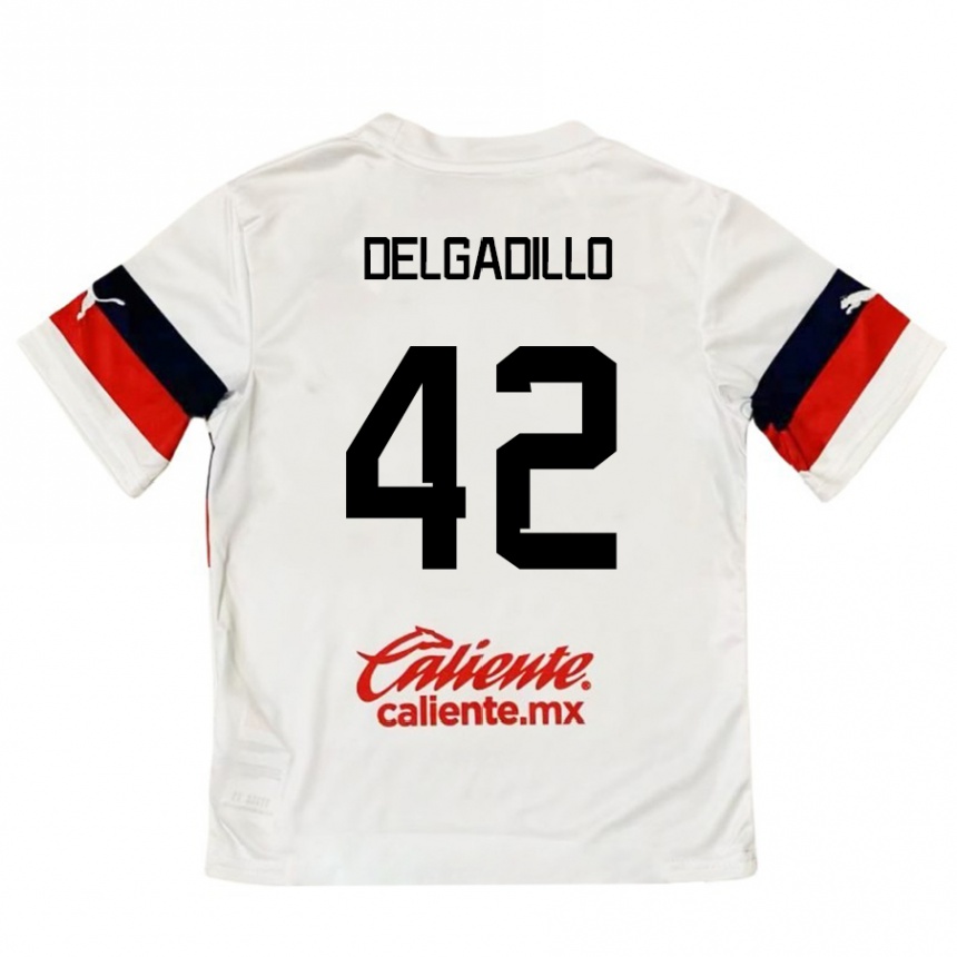 Niño Fútbol Camiseta Diego Delgadillo #42 Blanco Rojo 2ª Equipación 2024/25 México