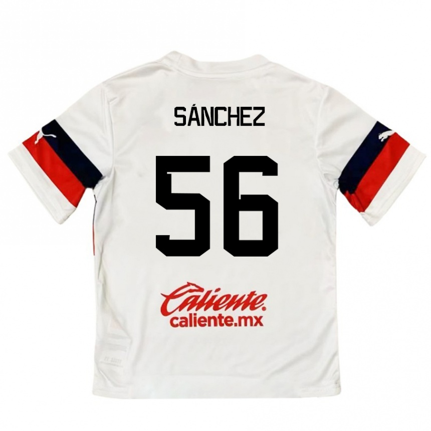 Niño Fútbol Camiseta Benjamín Sánchez #56 Blanco Rojo 2ª Equipación 2024/25 México