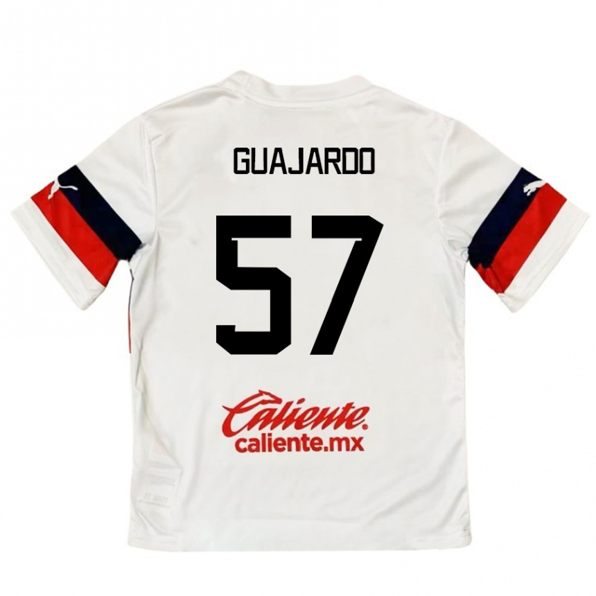 Niño Fútbol Camiseta Dylan Guajardo #57 Blanco Rojo 2ª Equipación 2024/25 México