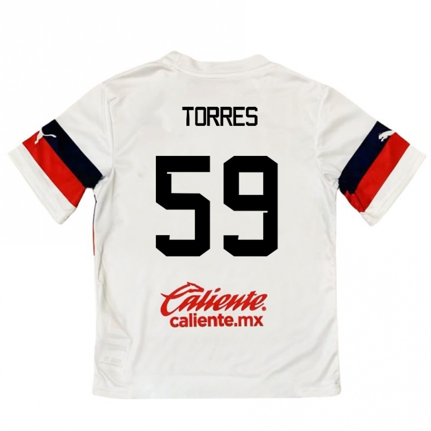 Niño Fútbol Camiseta Christian Torres #59 Blanco Rojo 2ª Equipación 2024/25 México