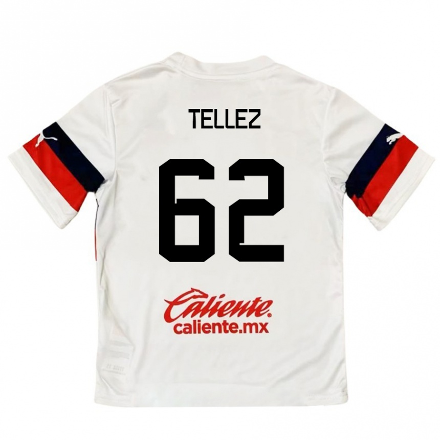 Niño Fútbol Camiseta Brandon Téllez #62 Blanco Rojo 2ª Equipación 2024/25 México