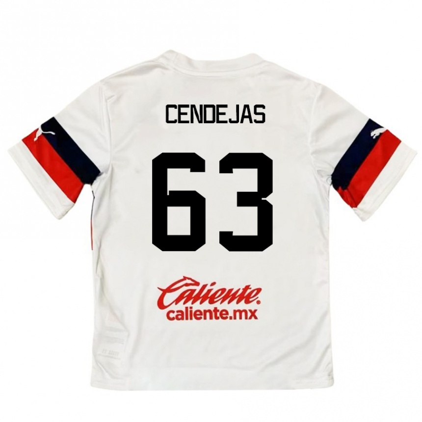 Niño Fútbol Camiseta Matías Cendejas #63 Blanco Rojo 2ª Equipación 2024/25 México