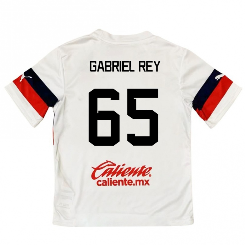 Niño Fútbol Camiseta Luis Gabriel Rey #65 Blanco Rojo 2ª Equipación 2024/25 México