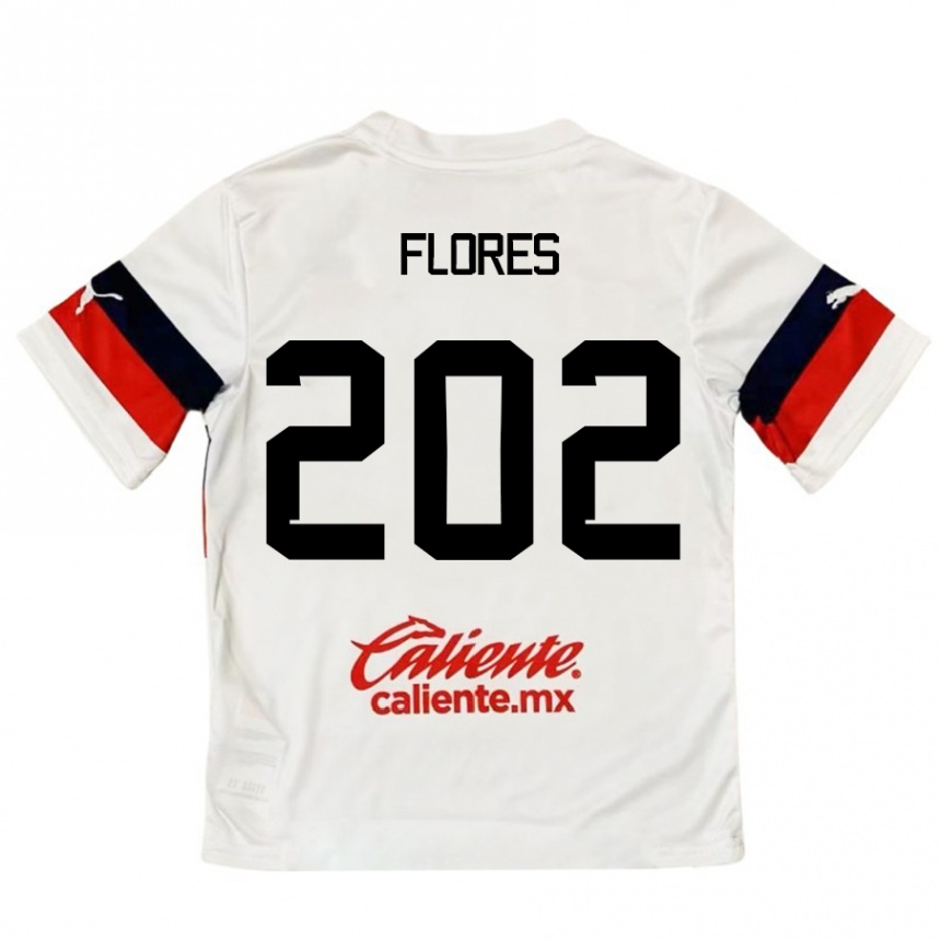 Niño Fútbol Camiseta Daniel Flores #202 Blanco Rojo 2ª Equipación 2024/25 México