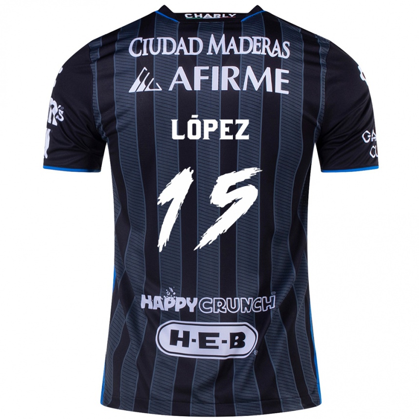 Niño Fútbol Camiseta Víctor López #15 Blanco Negro 2ª Equipación 2024/25 México