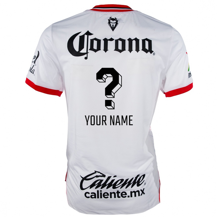 Niño Fútbol Camiseta Su Nombre #0 Blanco Rojo 2ª Equipación 2024/25 México