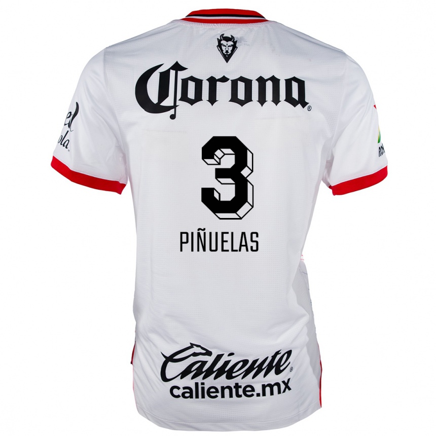 Niño Fútbol Camiseta Fernando Piñuelas #3 Blanco Rojo 2ª Equipación 2024/25 México