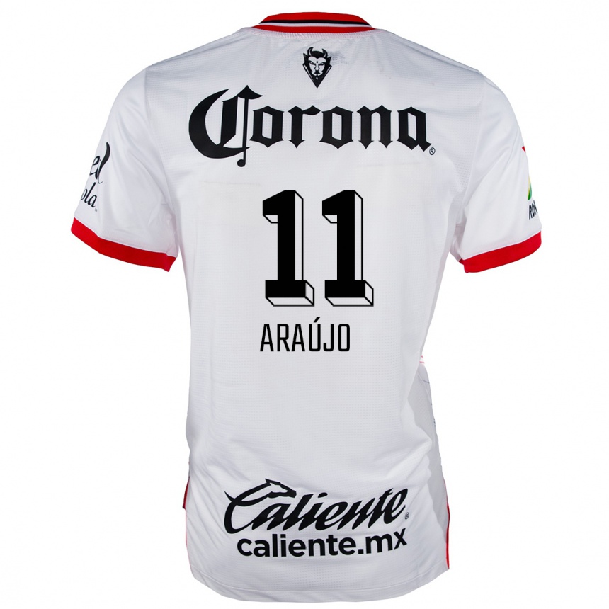 Niño Fútbol Camiseta Maximiliano Araújo #11 Blanco Rojo 2ª Equipación 2024/25 México