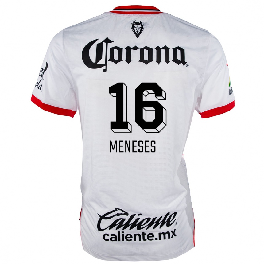 Niño Fútbol Camiseta Jean Meneses #16 Blanco Rojo 2ª Equipación 2024/25 México