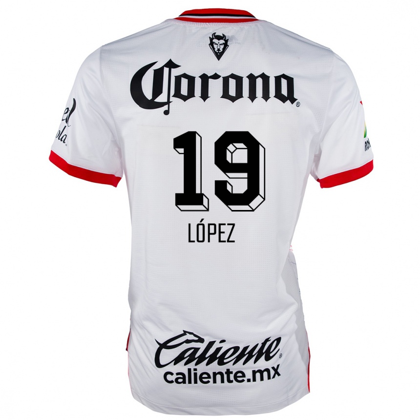 Niño Fútbol Camiseta Iván López #19 Blanco Rojo 2ª Equipación 2024/25 México