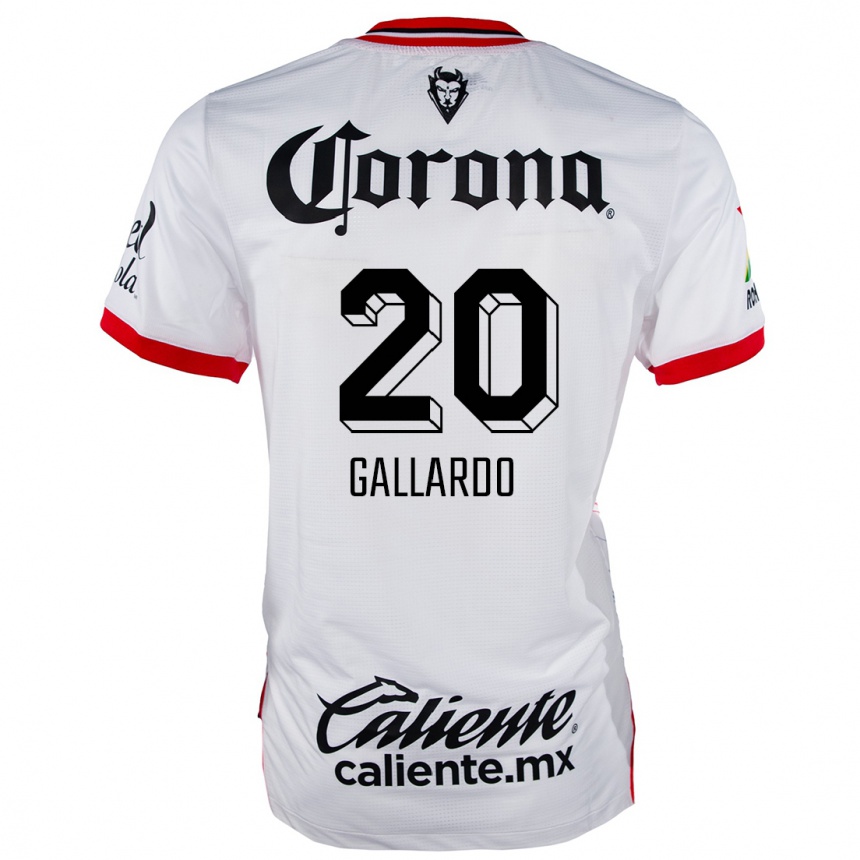 Niño Fútbol Camiseta Jesús Gallardo #20 Blanco Rojo 2ª Equipación 2024/25 México