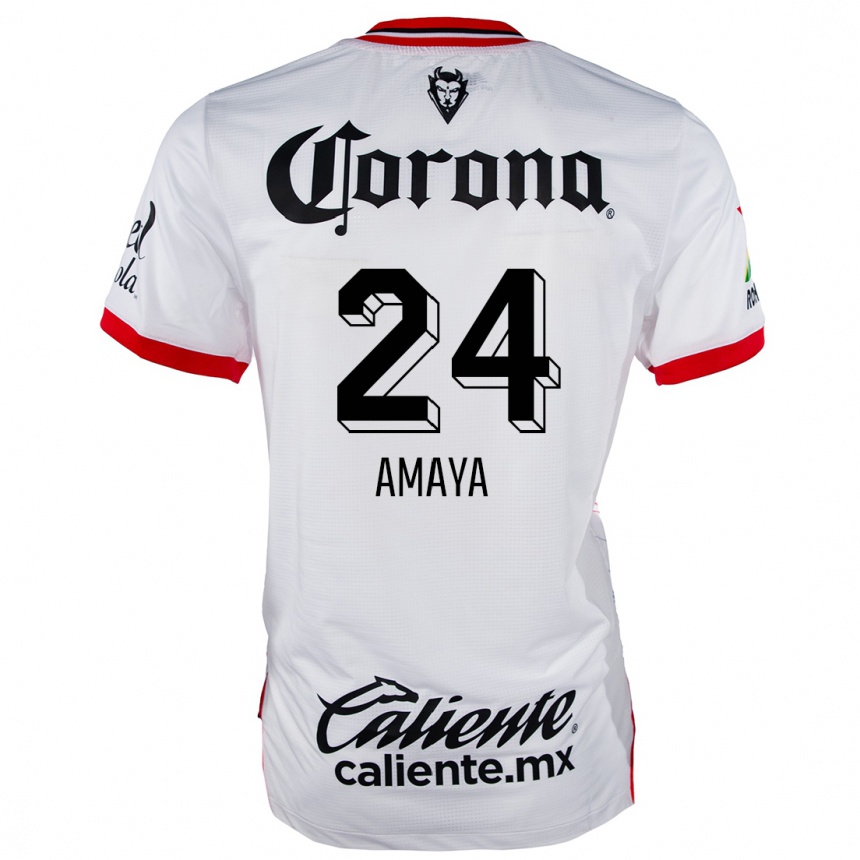 Niño Fútbol Camiseta Frankie Amaya #24 Blanco Rojo 2ª Equipación 2024/25 México