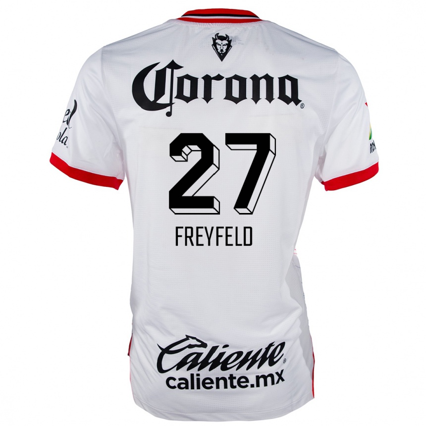 Niño Fútbol Camiseta Emiliano Freyfeld #27 Blanco Rojo 2ª Equipación 2024/25 México