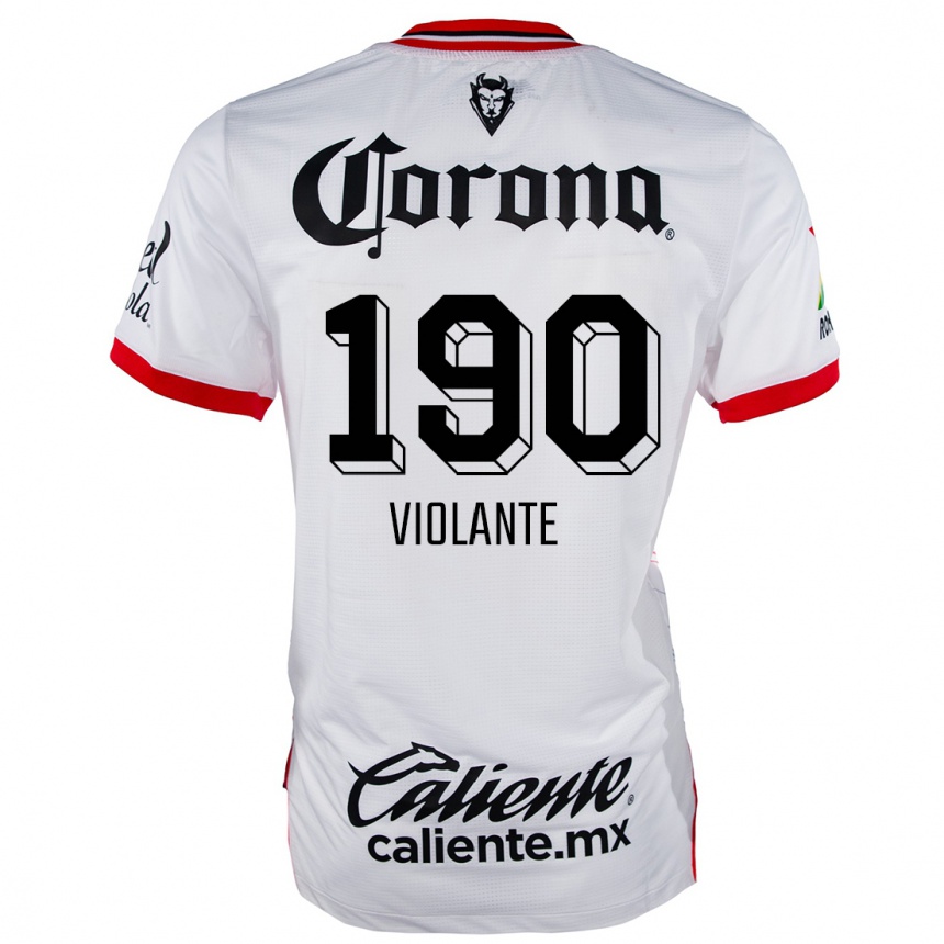 Niño Fútbol Camiseta Isaías Violante #190 Blanco Rojo 2ª Equipación 2024/25 México