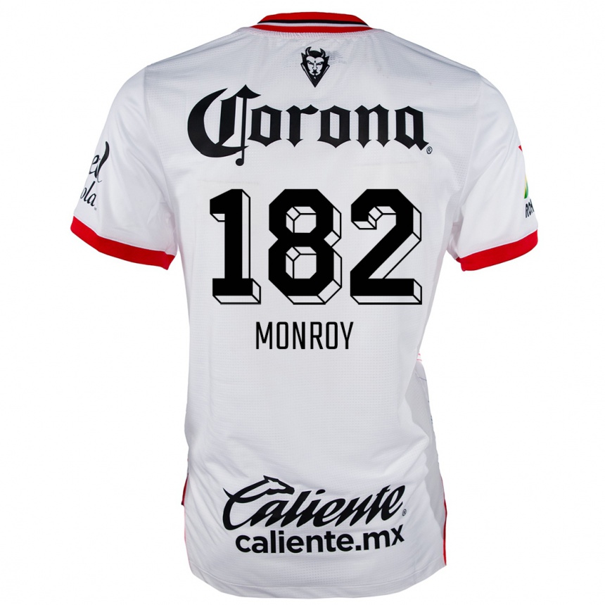 Niño Fútbol Camiseta Brayan Monroy #182 Blanco Rojo 2ª Equipación 2024/25 México