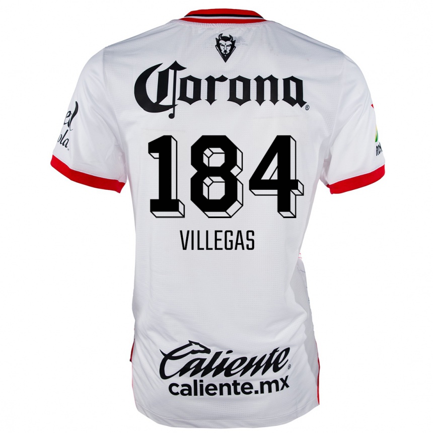 Niño Fútbol Camiseta Abraham Villegas #184 Blanco Rojo 2ª Equipación 2024/25 México