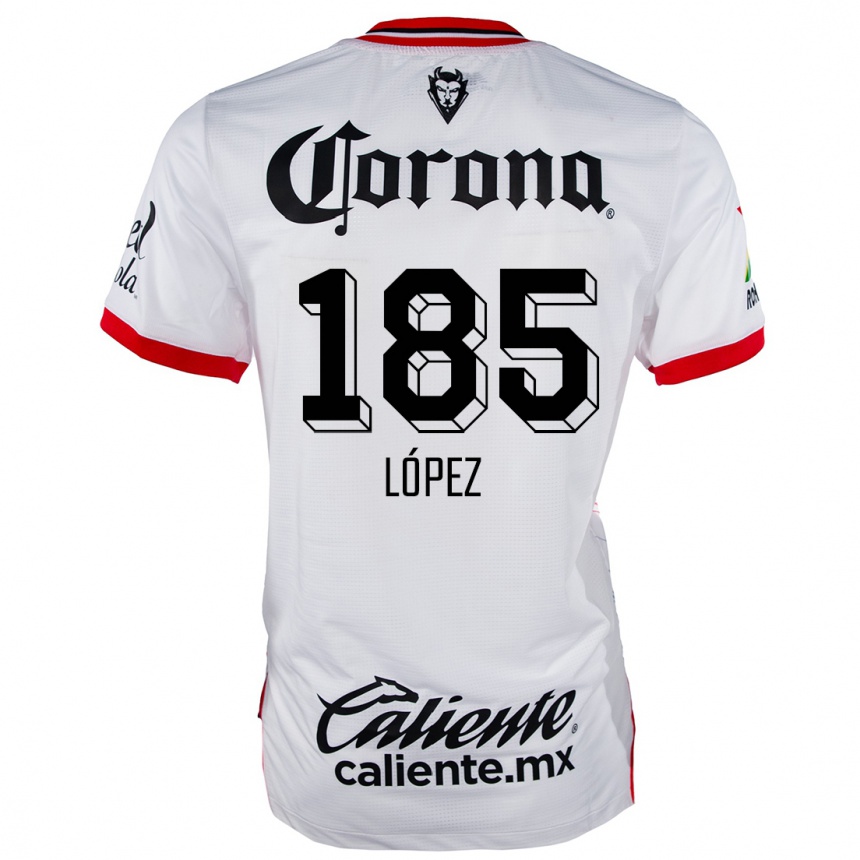 Niño Fútbol Camiseta David López #185 Blanco Rojo 2ª Equipación 2024/25 México