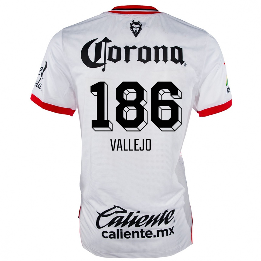 Niño Fútbol Camiseta Saúl Vallejo #186 Blanco Rojo 2ª Equipación 2024/25 México