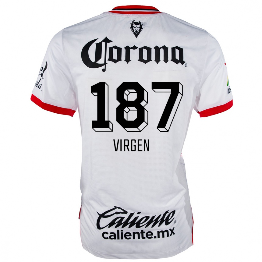 Niño Fútbol Camiseta Oswaldo Virgen #187 Blanco Rojo 2ª Equipación 2024/25 México